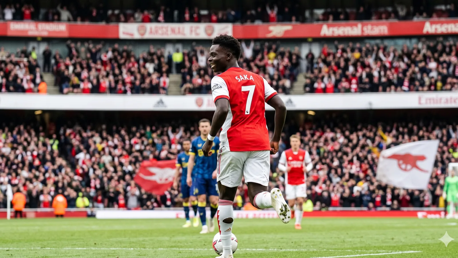 Bukayo Saka beraksi di pertandingan